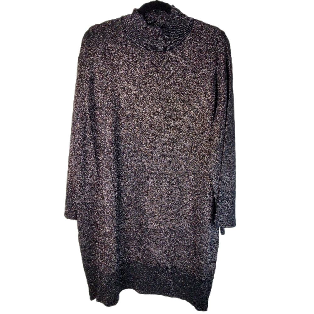 Cooper St. Black Metallic Dress Alice Sweater Dress Size L NEW Long Sleeve‎